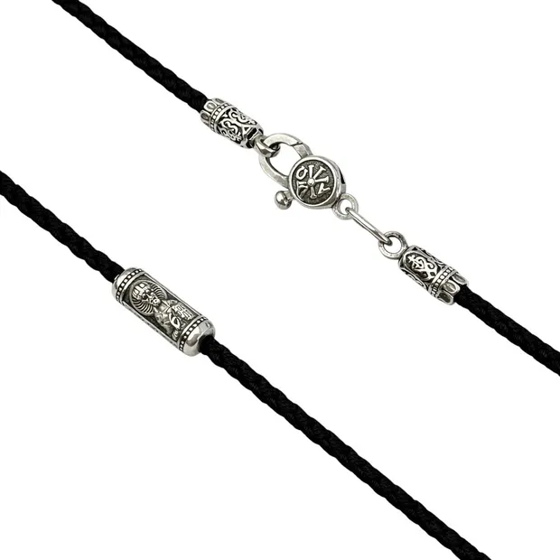 Шелковый шнурок с серебряными вставками Николай Чудотворец