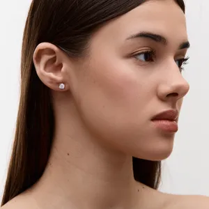 Серебряные серьги пусеты с фианитами 5мм  зображення 3