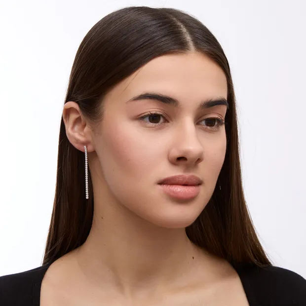 Срібні Сережки Доріжки З Фіанітами 