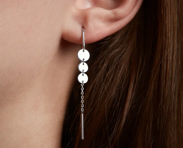 Срібні сережки протяжки Монетки