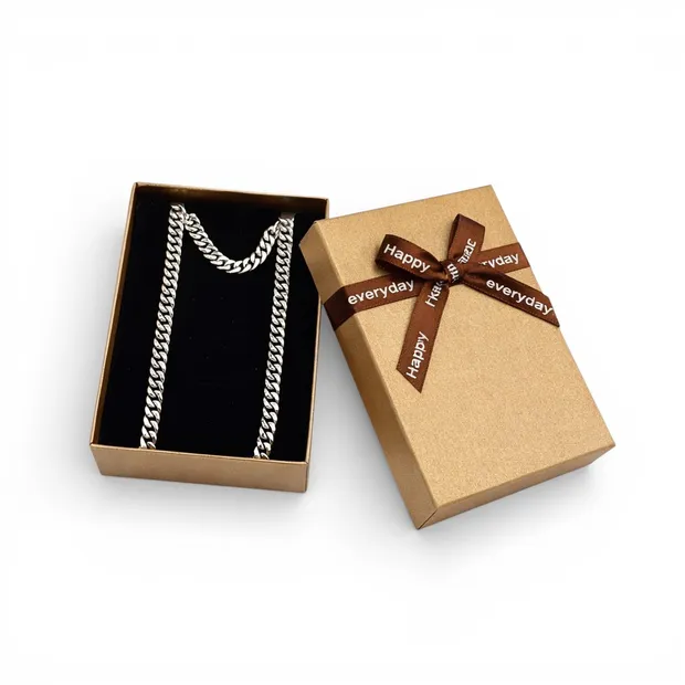 Срібний ланцюжок панцирний та Коробка під набір "Happy everyday"