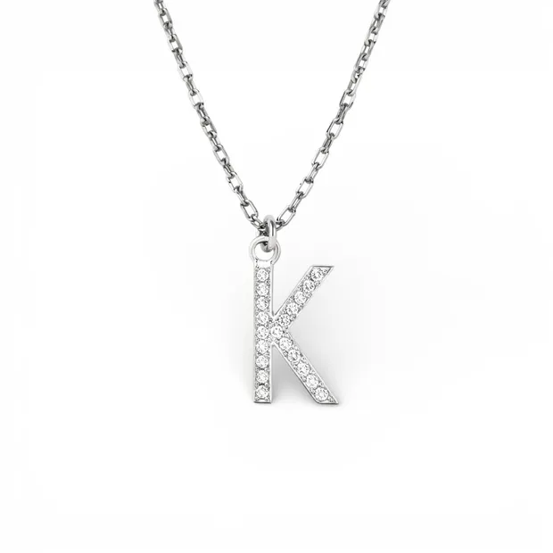 Срібне кольє буква К