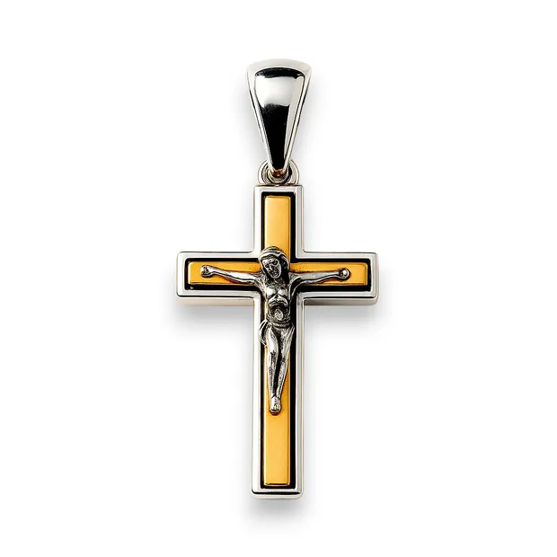Срібний хрестик із золотою напайкою Розп'яття 