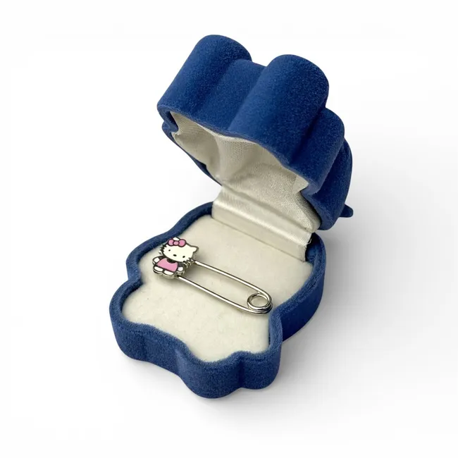 Срібна шпилька Кітті та футляр Котик  