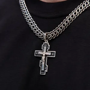 Срібний хрестик Чорна емаль великий   зображення 4