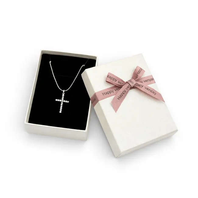 Срібний декоративний хрестик Сяйво та Коробка під набір "Happy everyday" 