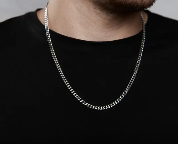 Срібний чоловічий ланцюжок панцирний та Коробка під набір "Happy everyday"