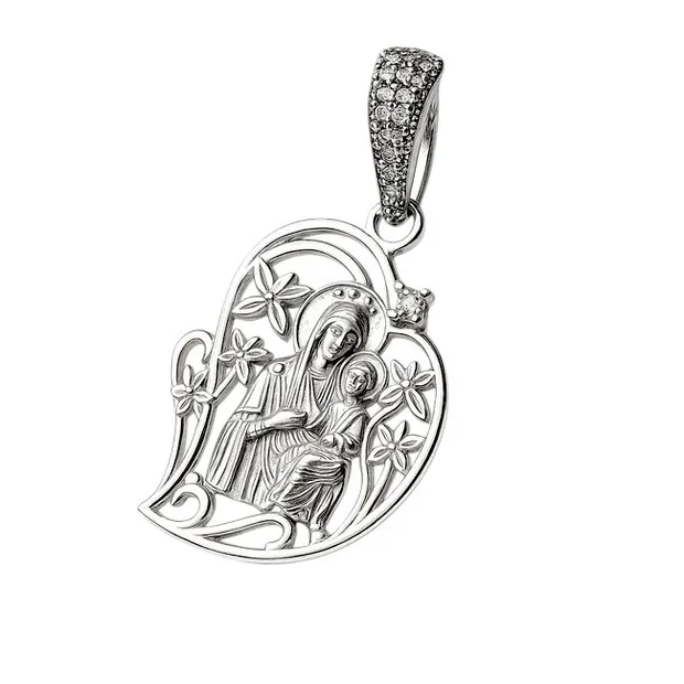 Серебряная подвеска Божья Матерь с ребенком 