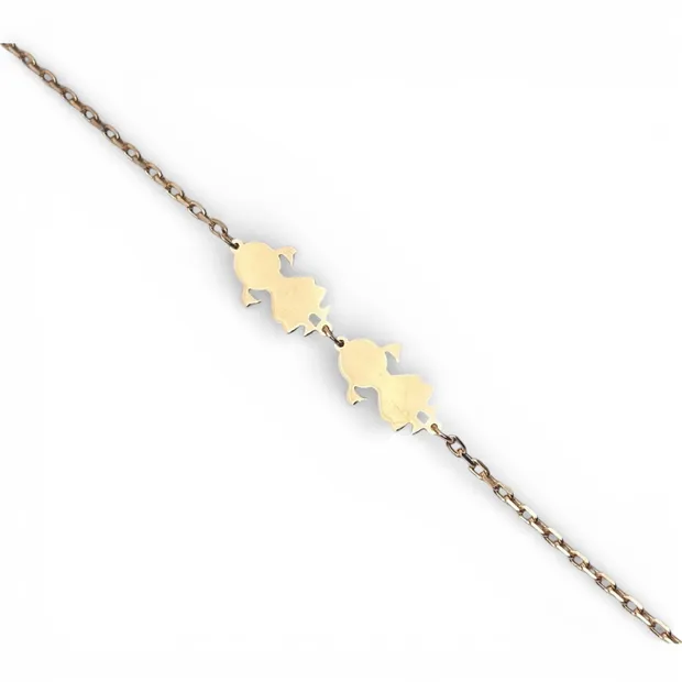 Срібний браслет для гравіювання з позолотою Дві донечки