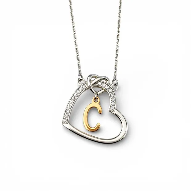 Серебряное колье Буква в сердечке