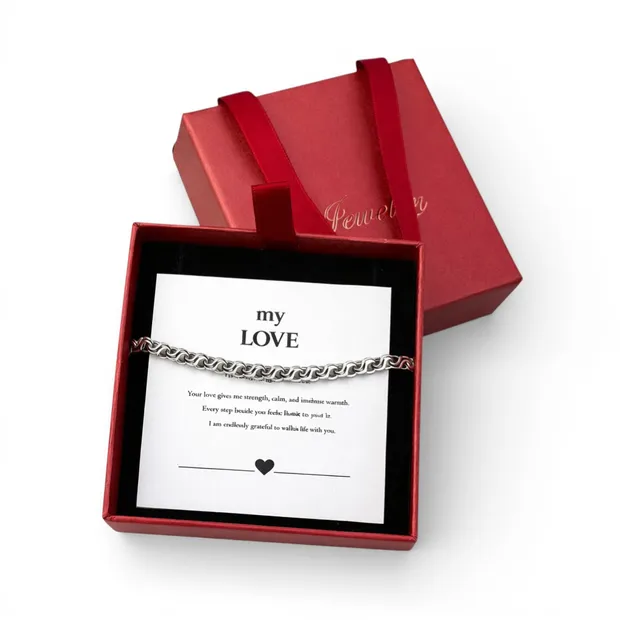 Срібний чоловічий браслет Подвійний Струмок та листівка для коханого 