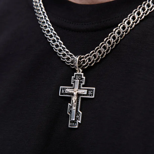 Срібний чоловічий набір Чорна емаль та Коробка під набір квадратна