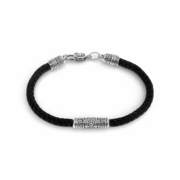 Silver silk bracelet wide with inserts Protection