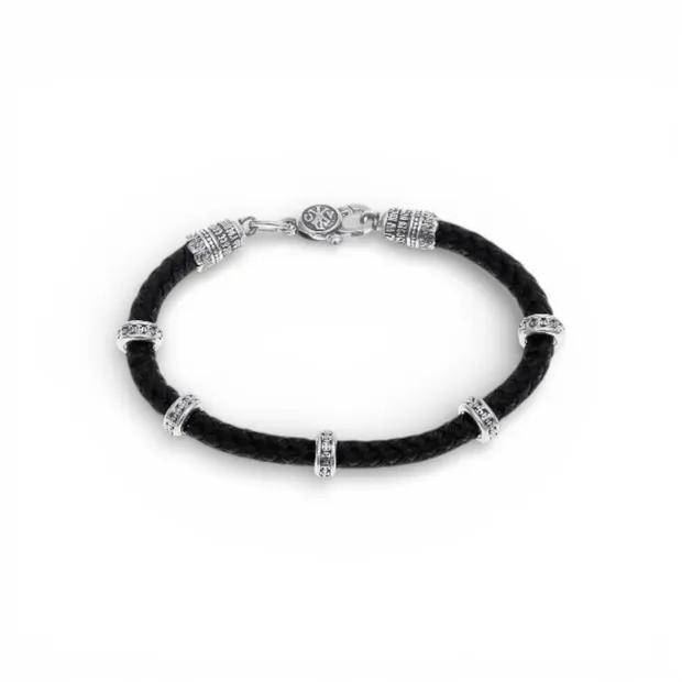 Silver silk bracelet wide with thin inserts