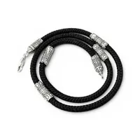 Серебряный шнурок шелковый со вставками широкий