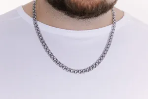 Срібний чоловічий ланцюжок Подвійний Якір та Коробка під набір квадратна  зображення 2