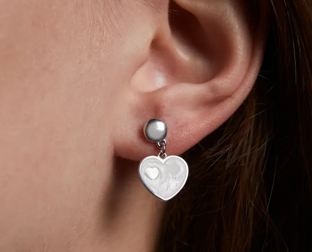 Silver earrings Pearl Heart