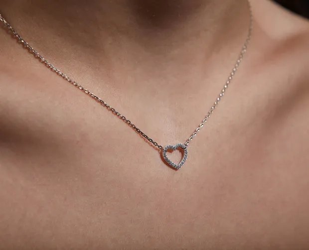 Silver Necklace Heart