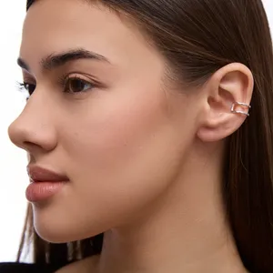 Срібні сережка кафа Дві смужки   зображення 3