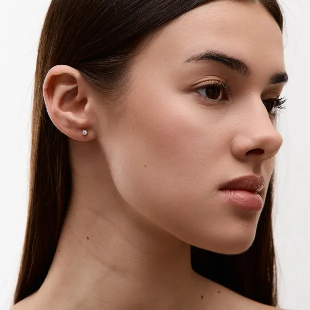 Срібні сережки пусети  з кафою 