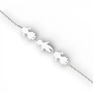 Срібний браслет для гравіювання з підвіскою Дві донечки та синочок 