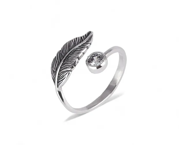 Silver Ring Feather