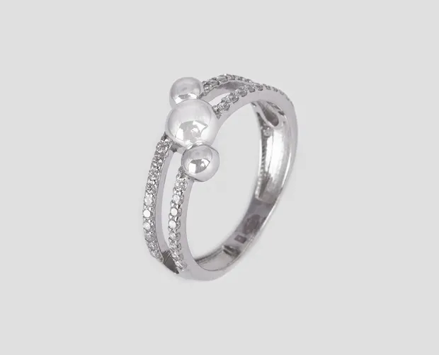 Серебряное кольцо Шарики 1621871