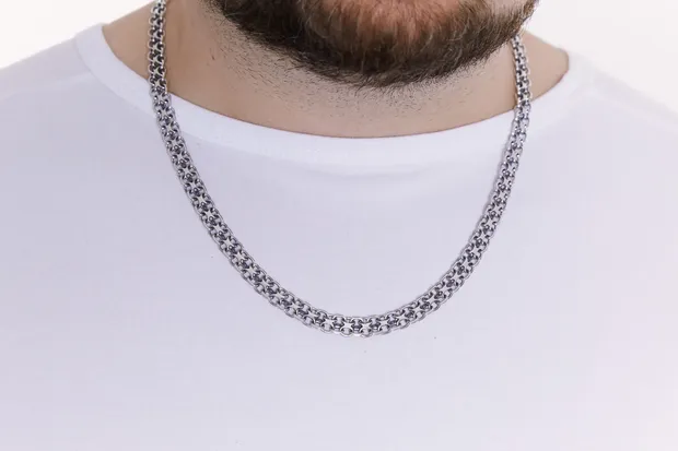 Срібний чоловічий ланцюжок Подвійний Якір та Коробка під набір квадратна