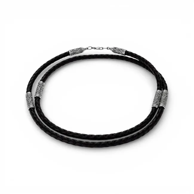 Silk cord with silver inserts 