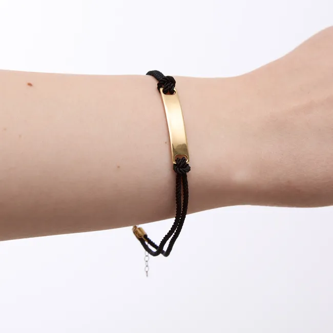 Шелковый браслет с серебряной пластиной в позолоте  зображення 4