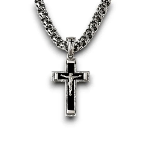 Срібний набір Класичний бісмарк та хрестик з каучуком