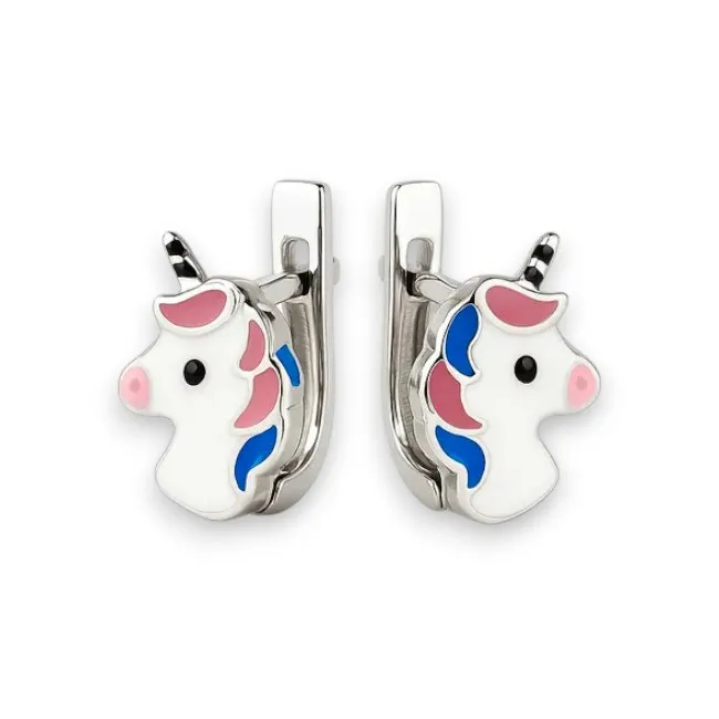 Срібні сережки Єдиноріг   