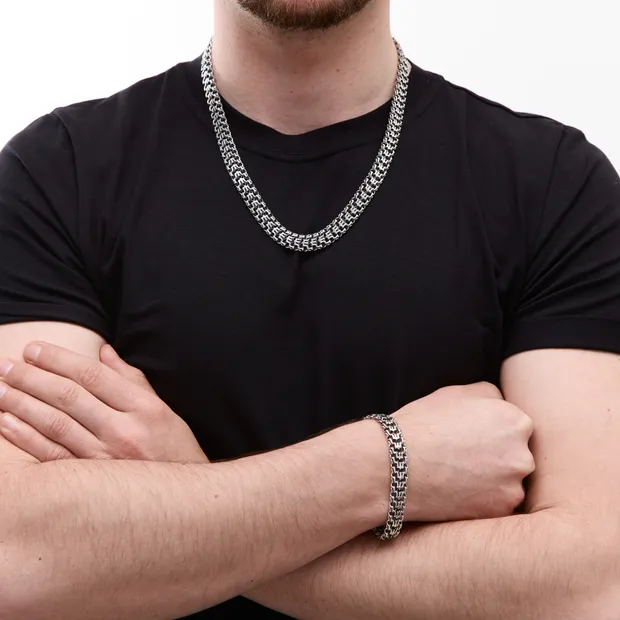 Silver men's "Trident" set with a box