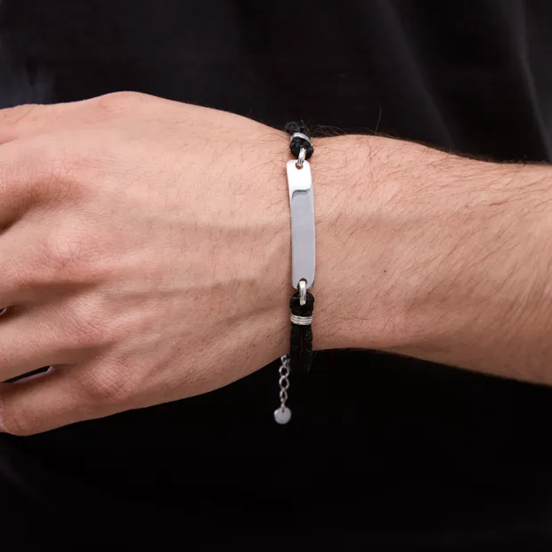 Срібний браслет зі вставками для гравіювання