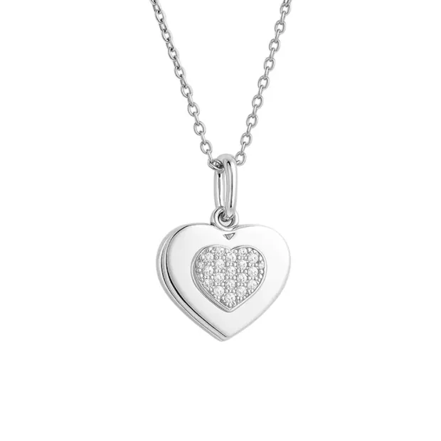 Срібне кольє Серце з цирконієм для гравіювання