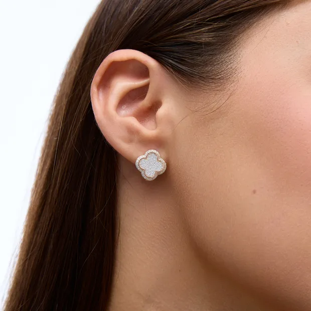 Срібні сережки Конюшина всипані цирконієм