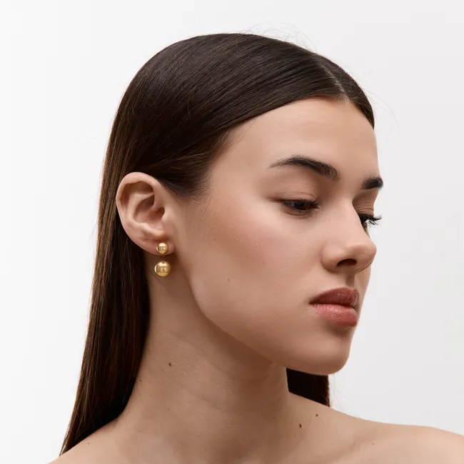 Срібні сережки Кульки в позолоті  зображення 3