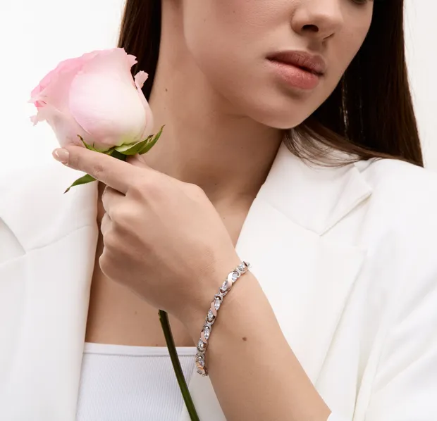 Срібний браслет з золотою напайкою Панна