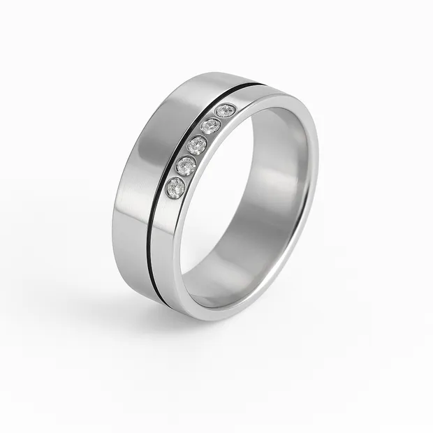 Silver Wedding Ring With Fianites