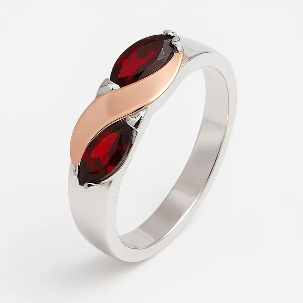 Серебряное кольцо с золотой вставкой Ада 