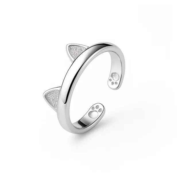 Серебряное кольцо Котик
