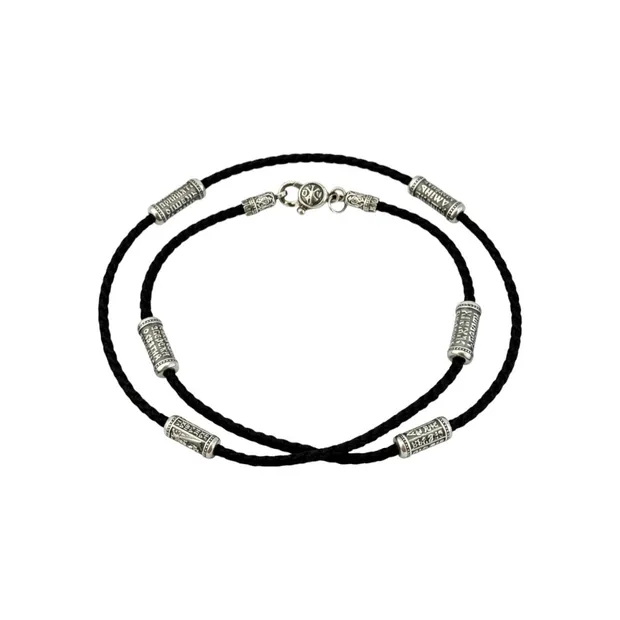 Шелковый шнурок с серебряными вставками Архангел Михаил