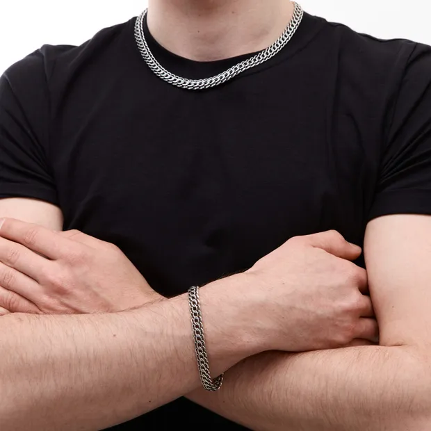 Срібний чоловічий набір Пітон та Сумочка під набір