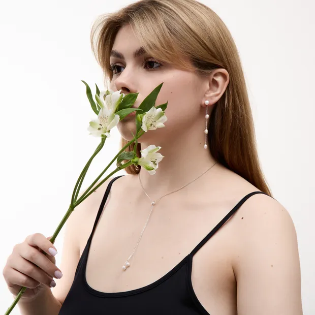 Подарунок для коханої срібний набір Роса