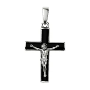 Срібний хрестик Розп'яття з каучуком  