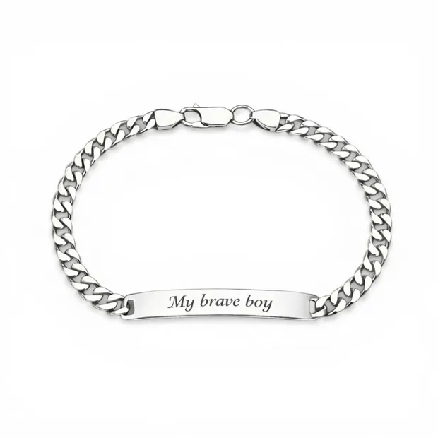 Срібний браслет панцирний з пластиною