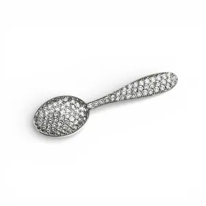 Срібний талісман Ложка Загребушка всипана цирконієм 
